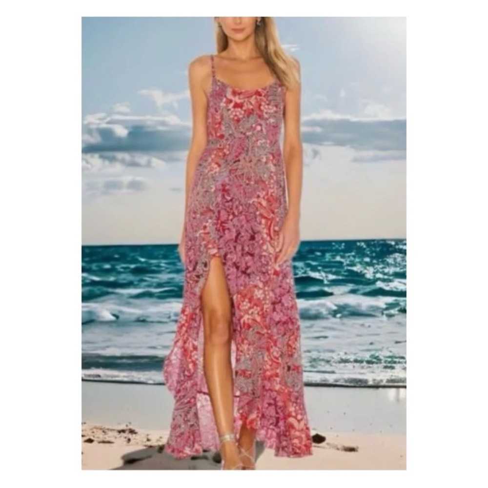 Free People Intimately forever yours smocked slip dress in red floral - Picture 3 of 10